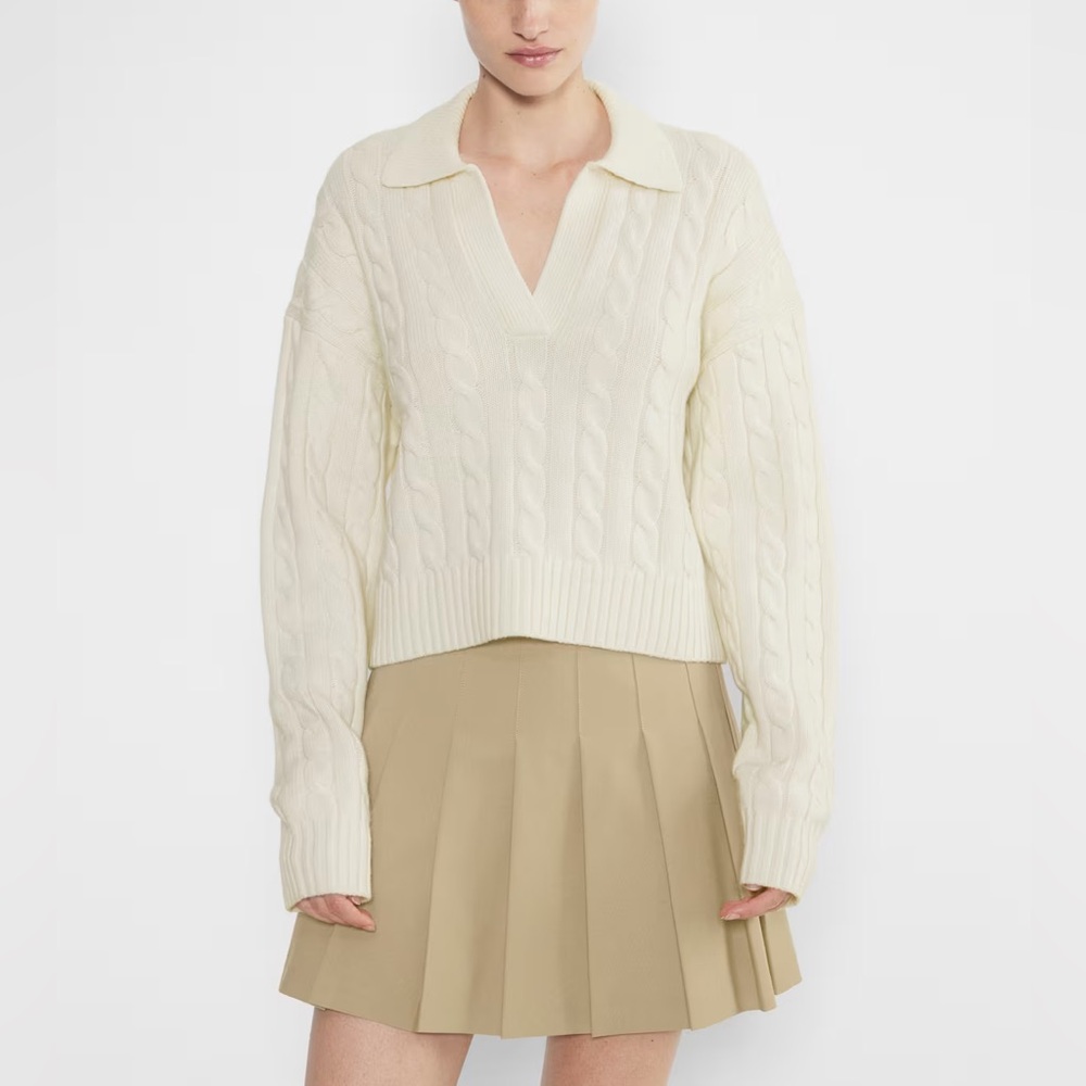 Aritzia Sunday Best Lottie Wool Ivory Knit Pullover Sweater Sz M